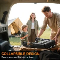 Outsunny 62L Festival Trolley on Wheels, Garden Folding Trolley Cart, 120kg Heavy Duty Collapsible Folding Wagon with Adjustable Handle and Carrying Bag for Beach, Camping, Festival, Grey(m-6)