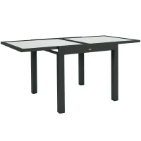 Outsunny Table Extensible de Jardin Grande Taille dim. dépliées 160 x 80 x 75 cm Aluminium Plateau Verre trempé transparent(m-11)