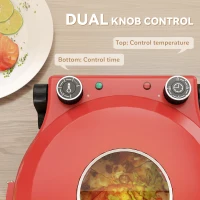 HOMCOM 1200W Pizza Oven, 12 Inch Electric Pizza Maker with Viewing Window, Dual Knob Temp & Timer Control, Overheat Protection, Red(m-5)