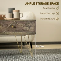 HOMCOM Tavolino da Caffè per Soggiorno con 2 Cassetti e Design Moderno in Legno e Metallo Verniciato in Oro 110x59x42cm(m-5)