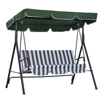 Outsunny Balancín de Jardín Exterior Columpio de 3 Plazas con Toldo Ajustable y Marco de Acero para Terraza 172x110x153 cm Verde