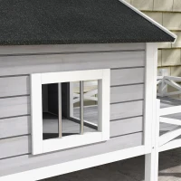 PawHut Small/Medium Dog House with Porch, Grey(m-7)