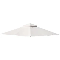Outsunny 3x3(m) Replacement Gazebo Canopy, Double Tier Roof Top for Garden, Patio, Outdoor, Beige (TOP ONLY)(m-10)
