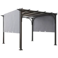 Outsunny 3 x 3(m) Outdoor Pergola, Garden Pergola Gazebo with Adjustable Canopy, Grey(m-1)