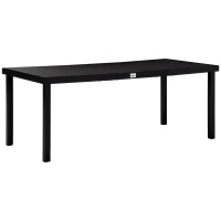 Outsunny Mesa de Jardim Retangular para 8 Pessoas com Bancada de Ripas e Estrutura de Alumínio 190x90x74 cm Preto(m-10)