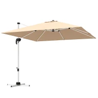 Outsunny Umbrelă Suspendată Înclinabilă cu Manivelă și Bază în Cruce, UPF50+, Kaki(m-11)