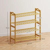 HOMCOM Freestanding Bamboo Shoe Rack, 4-Tier Shoe Shelf Stand for Hallway, Living Room, Bedroom, Natural Wood Finish(m-3)