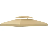Outsunny Toldo de Substituição 4x3m para Pérgola de Jardim 2 Níveis Respirável com 10 Orifícios de Drenagem Creme(m-10)
