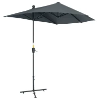 Outsunny Chapéu de Sol de Parede com Manivela Mastro de Aço Base Cruzada 190x200x240 cm Cinza(m-10)