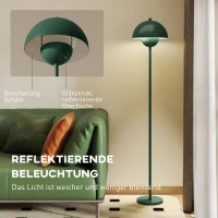 HOMCOM Vloerlamp, Ronde Kap, Voetenschakelaar, Lange Kabel, Elegante Uiterlijk, Staal, Groen(m-5)