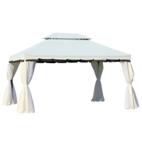 Outsunny Tonnelle 4x3m Double Toit Moustiquaires Blanc