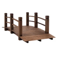 Outsunny Pont de Jardin - Pont de Bassin - passerelle en Bois - Décoration du Jardin dim. 152,5L x 67l x 48H cm - Bois de Sapin traité carbonisation(m-1)