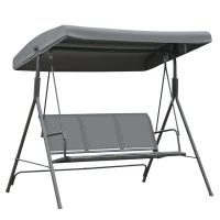 Outsunny Dondolo da Giardino a 3 Posti con Baldacchino, Dondolo da Esterno in Acciaio e Tessuto Poliestere, 175 x 118 x 159cm Grigio(m-1)