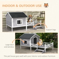 PawHut Small/Medium Dog House with Porch, Grey(m-6)