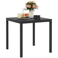 Outsunny Gartentisch Aluminium 73x73 cm Wetterfest Buffettisch mit Holzoptik, Campingtisch für 4 Personen Schwarz(m-10)