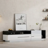 TV Unit with Storage, Waterproof and Scratch- resistant Surface, Up 70in TV Size - White+Black(m-10)