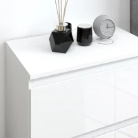 HOMCOM Cómoda con 3 Cajones Cómoda de Dormitorio Moderno con Diseño Anti-vuelco 55x34x75 cm Blanco Brillo(m-9)