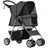 PawHut Foldable Pet Stroller for Small and Miniature Dog, Dark Grey(m-10)