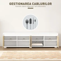 HOMCOM Set de 2 Piese pentru Televizor cu Dulap de Perete, Unitate de Divertisment Independenta pentru Televizoare de 70 de inci, cu Rafturi Reglabile si Gauri pentru Cabluri, Natur(m-6)