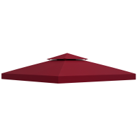Outsunny Toit de Remplacement pour pavillon de Jardin Toile de Rechange pour pavillon tonnelle Tente 3 x 3 m Rouge vineux