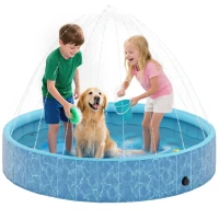 PawHut Opvouwbaar Hondenzwembad Plonsbad met Fontein- en Waterkussenontwerp Ø160 x 30 cm Blauw(m-10)