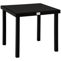 Outsunny Table à manger de jardin pour 4 personnes, en aluminium, 78 x 78 x 74 cm, noir(m-11)