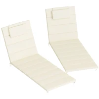 Outsunny Conjunto de 2 Almofadas para Espreguiçadeira Dobráveis 203x66x3 cm com Apoio para a Cabeça e Correias de Sujeição Creme(m-1)