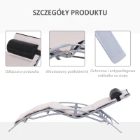 Outsunny Leżak ogrodowy, aluminiowy, regulowany, Oparcie regulowane w 5 poziomach, Maksymalne obciążenie 120 kg, kremowy(m-5)