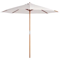 Outsunny Holz Sonnenschirm Holzschirm Gartenschirm Balkonschirm 2,5m Creme(m-1)