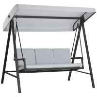 Outsunny Three-Seat Garden Swing Chair, with Adjustable Canopy - Grey(m-1)