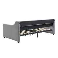 3FT Sofa Bed with 2 Drawers on Wheels, Light Strip, Charging Port, Upholstered Single Bed with Velvet Finish, 206L x 104W x 74H cm, Grey(m-15)