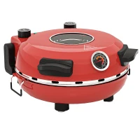 HOMCOM 1200W Pizza Oven, 12 Inch Electric Pizza Maker with Viewing Window, Dual Knob Temp & Timer Control, Overheat Protection, Red(m-1)