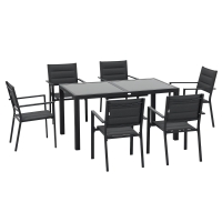 Outsunny Salon de jardin en aluminium et textilène table extensible 6 chaises empilables 6 personnes gris