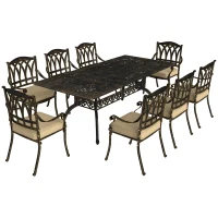 Outsunny Nine-Piece Cast Aluminium Garden Dining Set - Bronze Tone(m-1)