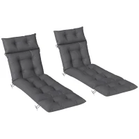Outsunny Set of Two 190 x 56cm Sun Lounger Cushions - Dark Grey(m-1)