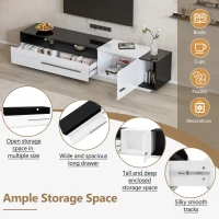 TV Unit with Storage, Waterproof and Scratch- resistant Surface, Up 70in TV Size - White+Black(m-5)