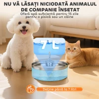 PawHut Fântână pentru Pisici 7L cu LED, 30,5x31,2x19,3 cm, Argintie(m-7)