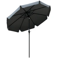 Outsunny Parasol de Jardín de Aluminio Ø266x250 cm con Ángulo Ajustable Protección UV50+ Techo de Ventilación y Manivela Gris(m-10)