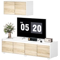 HOMCOM Set 2 Pezzi in Truciolato, Mobile TV max 70" 160x39x43 cm e Mobile Multiuso a Parete 80x35x40 cm(m-10)