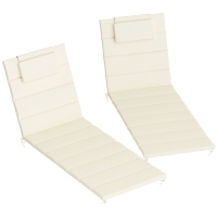 Outsunny Pack 2 Cojines para Tumbonas Plegables 203x66x3 cm con Reposacabezas y Correas de Sujeción Crema