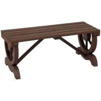 Outsunny Banco de Jardim de 2 Lugares Banco de Madeira com Rodas Decorativas Rústico Capacidade 250 kg 98x50x39,5 cm Castanho Rústico(m-10)