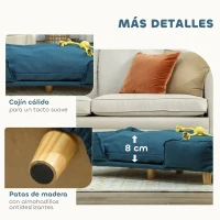 PawHut Cama Elevada para Perros con Patas de Madera y Cojín Lavables Cama para Mascotas Carga 30 kg 96x66x24 cm Azul(m-6)