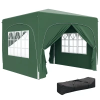 Outsunny 3 x 3m Pop-Up Gazebo Shelter, with Accessories - Dark Green(m-10)