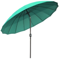 Outsunny Sombrilla de Jardín Ø250x240 cm con Manivela Parasol con Ángulo Inclinable con 18 Varillas para Exterior Verde