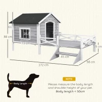 PawHut Small/Medium Dog House with Porch, Grey(m-3)