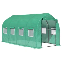 Outsunny Estufa tipo Túnel 4x2x2 m Estufa de Exterior com 8 Janelas de Malha e Porta Estufa de Cultivos para Pátio Jardim Verde(m-1)