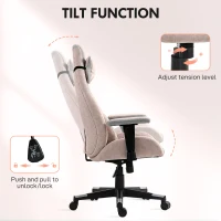 HOMCOM Fabric Gaming Chair with Lumbar Support, Headrest - Pale Pink(m-5)