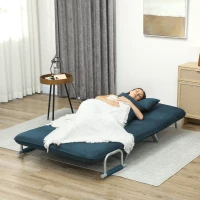 HOMCOM Two-Seater Click-Clack Sofa Bed - Navy Blue(m-8)
