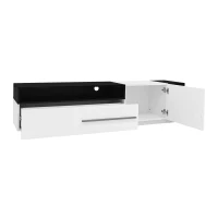 TV Unit with Storage, Waterproof and Scratch- resistant Surface, Up 70in TV Size - White+Black(m-16)