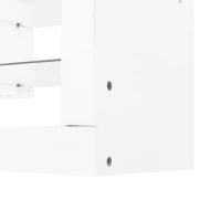 Open Glass Storage TV Stand with LED Lights, Modern Entertainment Centre with High Gloss Finish, Sliding Doors, 181L x 38W x 38H cm, White(m-12)